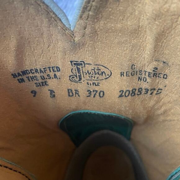 Justin Mens Bent Rail Boot America Cow Foot Double Stitched Wide Round Toe 9 - Picture 6 of 10